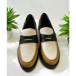 New Woman's Franco Sarto Flats Shoes Loafers sz 7.5 Brown Black White Casual